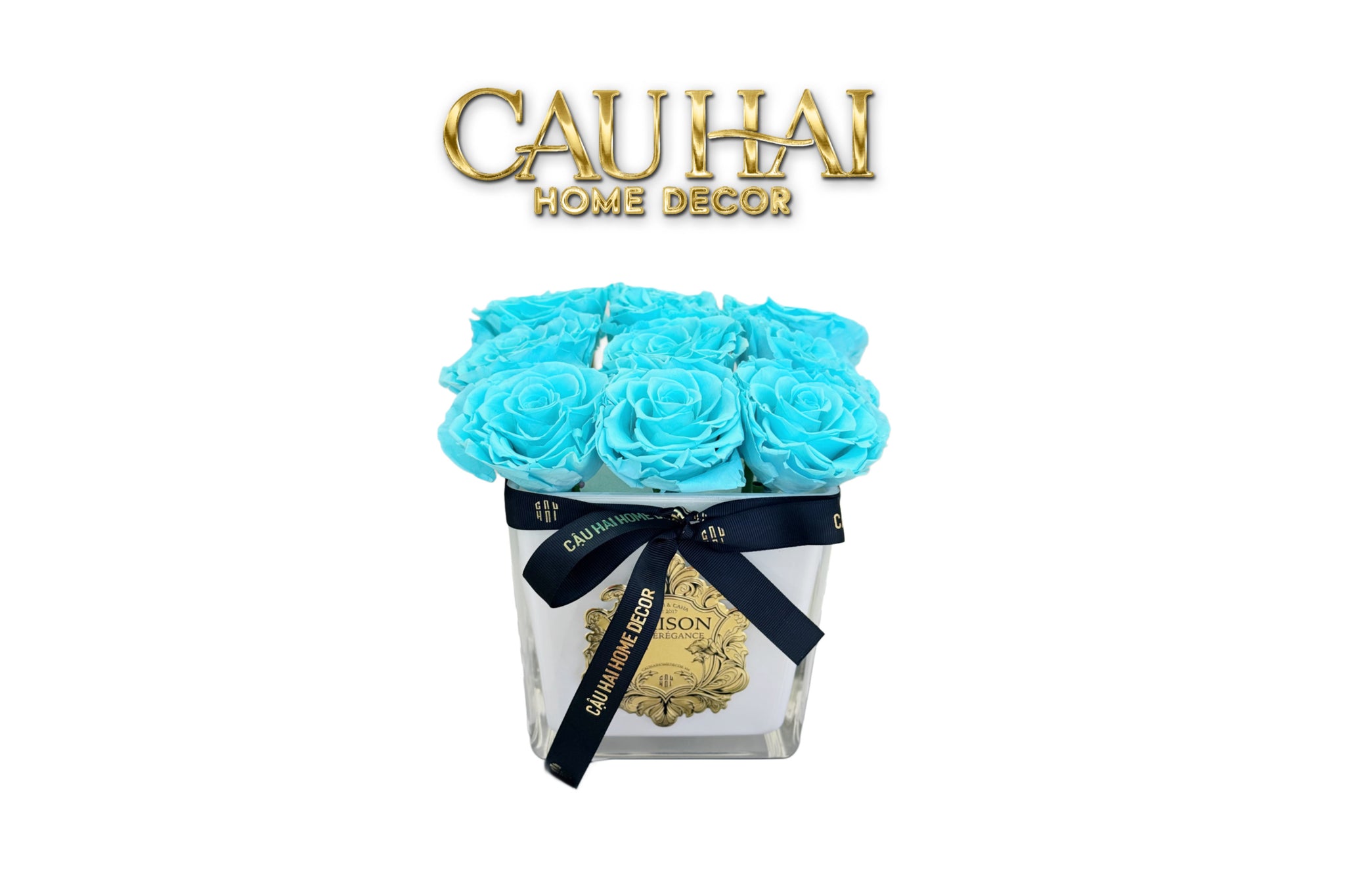 Home Frangrance Couture - Bình Lọ Hoa Hồng Vĩnh Cửu Bleu Azure Roses de Versailles 20x20-CẬU HAI HOME DECOR