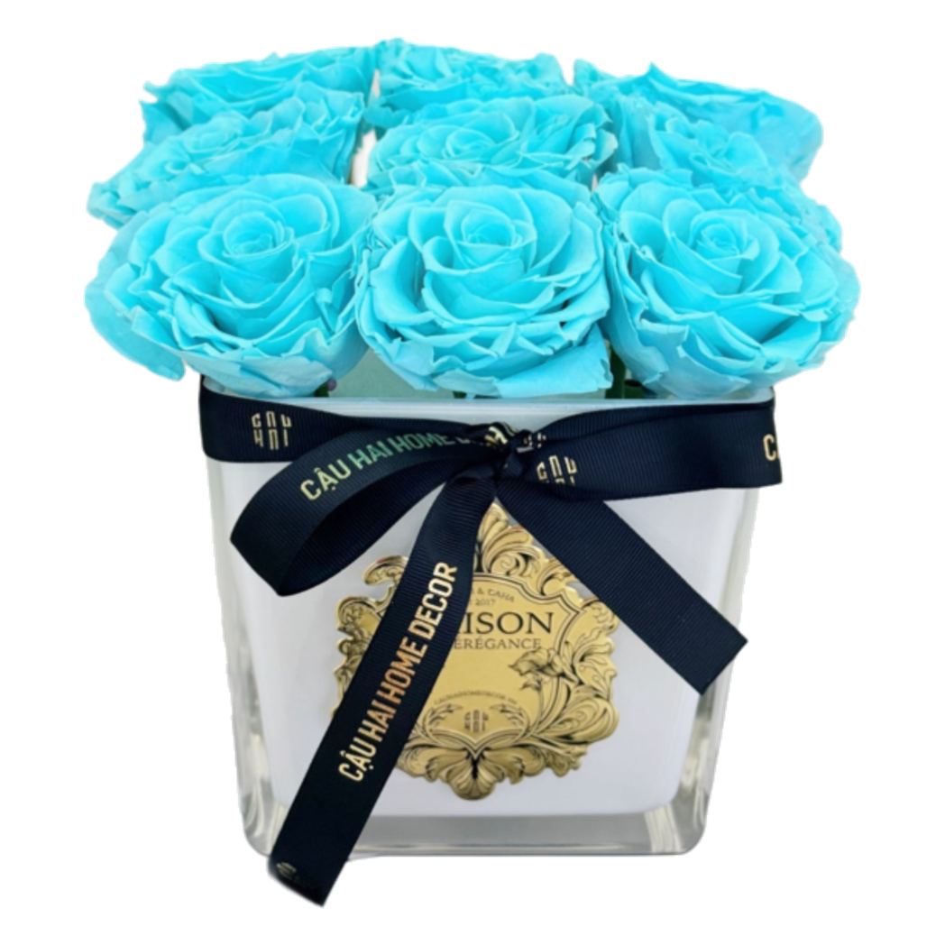Home Frangrance Couture - Bình Lọ Hoa Hồng Vĩnh Cửu Bleu Azure Roses de Versailles 20x20-BÌNH HOA-CẬU HAI HOME DECOR-CẬU HAI HOME DECOR