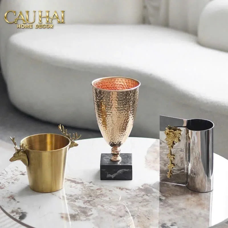 Hone Couture - Bình Hoa Goblet Aureum Marble Trophy H30-BÌNH HOA-Đối tác tại Trung Quốc theo từng đơn đặt hàng-CẬU HAI HOME DECOR