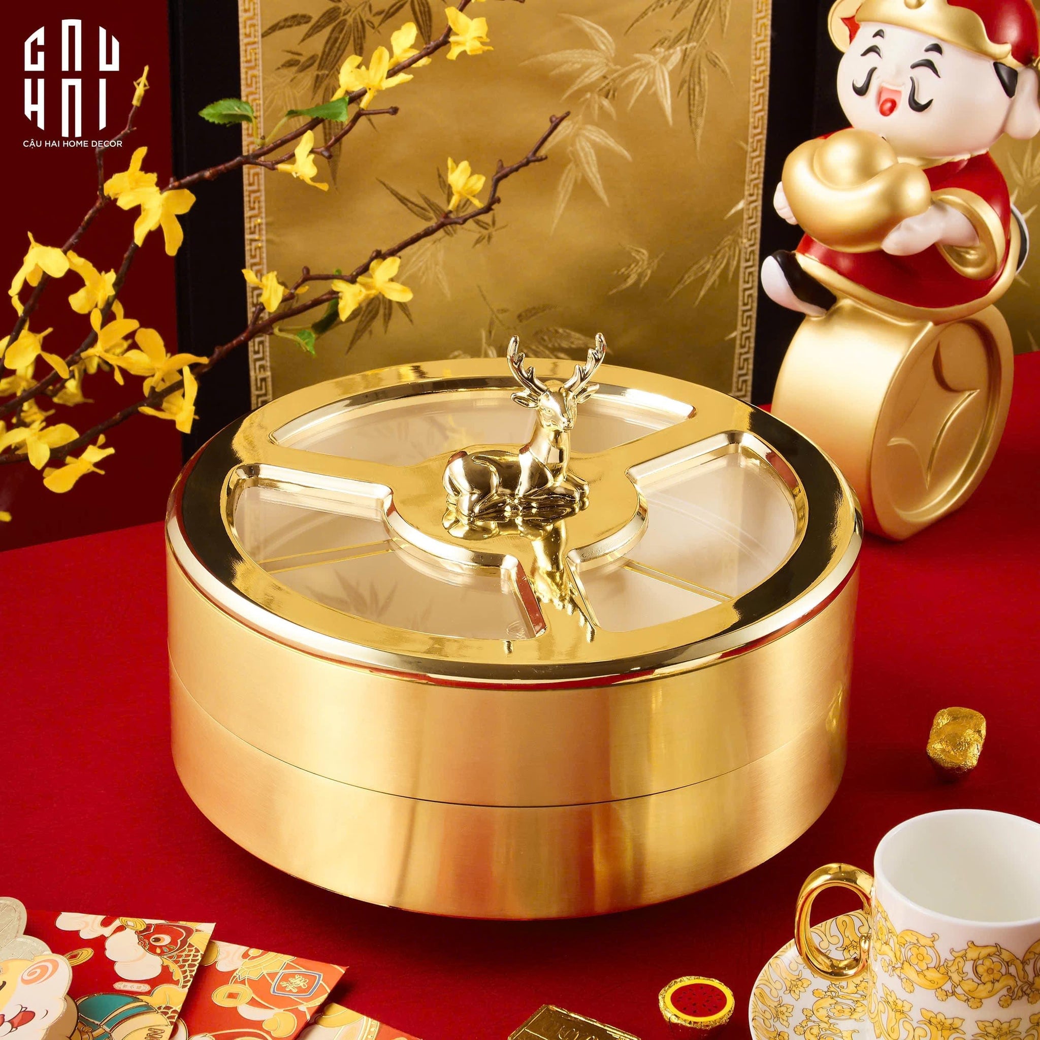 "TẾT" COUTURE - HỘP BÁNH MỨT 2 TẦNG BOÎTE EXQUISE - ANTLER PORTRAIT - CẬU HAI HOME DECOR