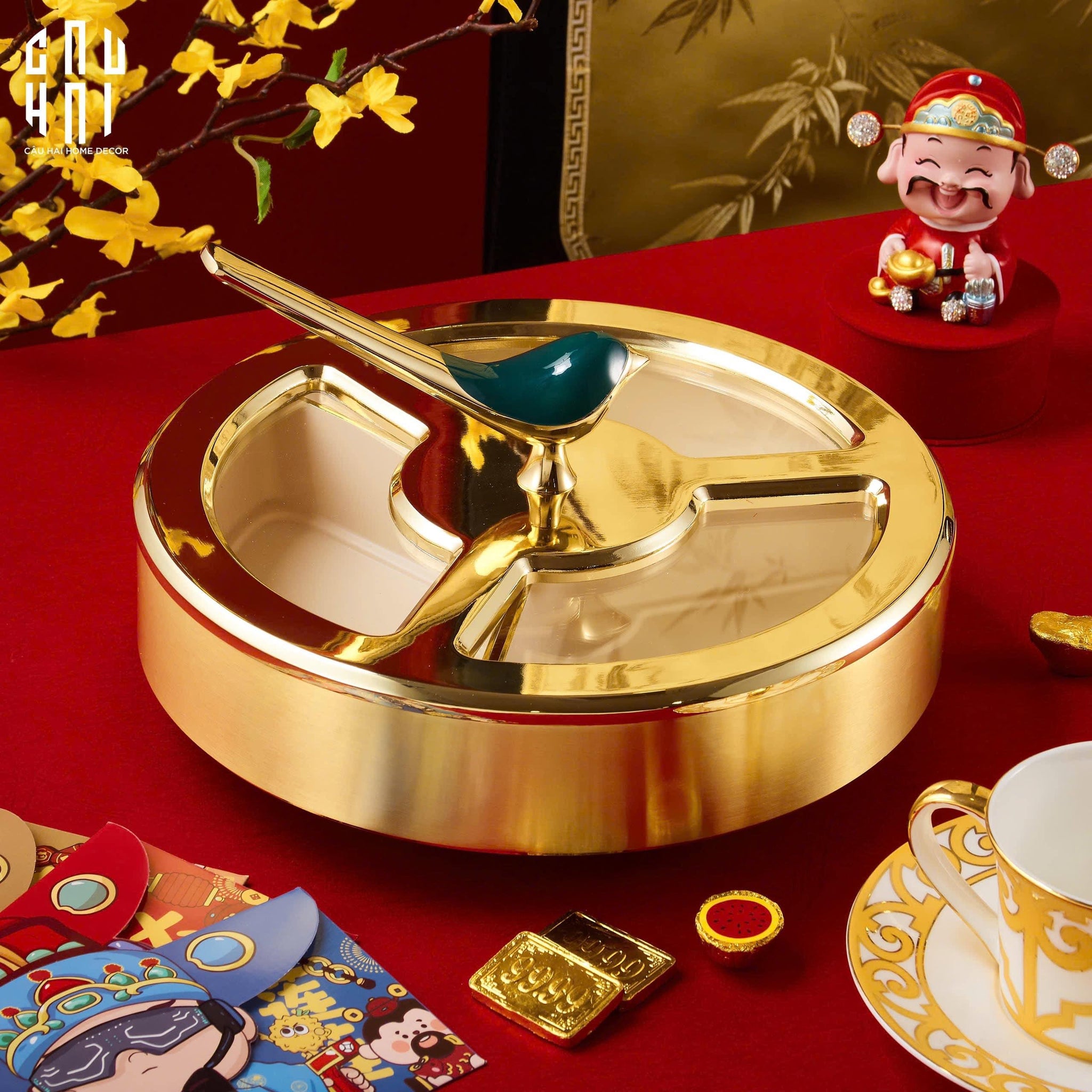 "TẾT" COUTURE - HỘP BÁNH MỨT GLORIOUS AURÉ OISEAU ROYAL - CẬU HAI HOME DECOR