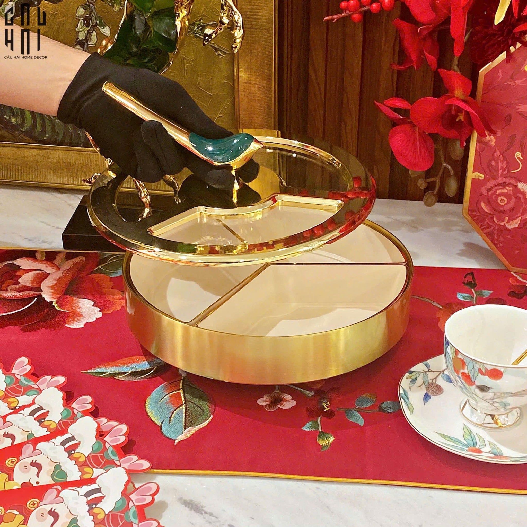 "TẾT" COUTURE - HỘP BÁNH MỨT GLORIOUS AURÉ OISEAU ROYAL - CẬU HAI HOME DECOR