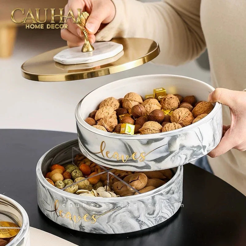 Hộp Bánh Mứt Lá Ngân Hạnh 2 Tầng Millennium Ginkgo D20-CẬU HAI HOME DECOR