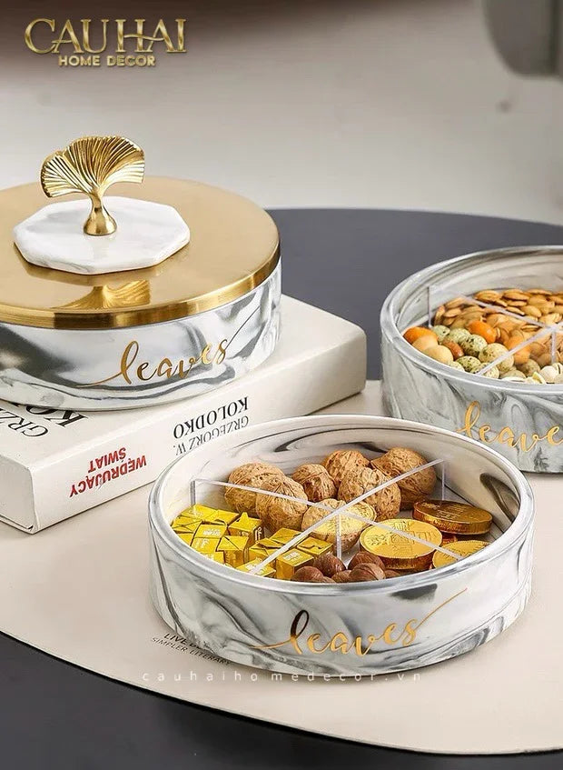 Hộp Bánh Mứt Lá Ngân Hạnh 2 Tầng Millennium Ginkgo D20-CẬU HAI HOME DECOR