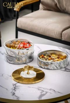 Hộp Bánh Mứt Lá Ngân Hạnh 2 Tầng Millennium Ginkgo D20-CẬU HAI HOME DECOR