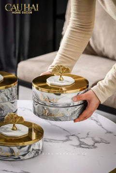 Hộp Bánh Mứt Lá Ngân Hạnh 2 Tầng Millennium Ginkgo D20-CẬU HAI HOME DECOR
