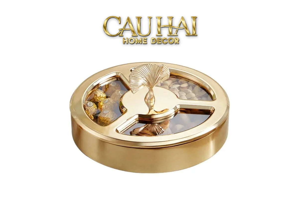 Hộp Bánh Mứt Lá Ngân Hạnh Ginkgo Lumière-Lọ kẹo Canister Bonbonnière-Đối tác tại Trung Quốc theo từng đơn đặt hàng-CẬU HAI HOME DECOR