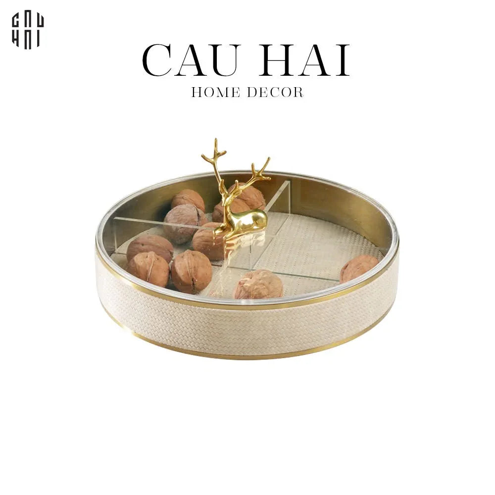 HỘP BÁNH MỨT LEATHER - BEIGE LAYING ALLEY - CẬU HAI HOME DECOR