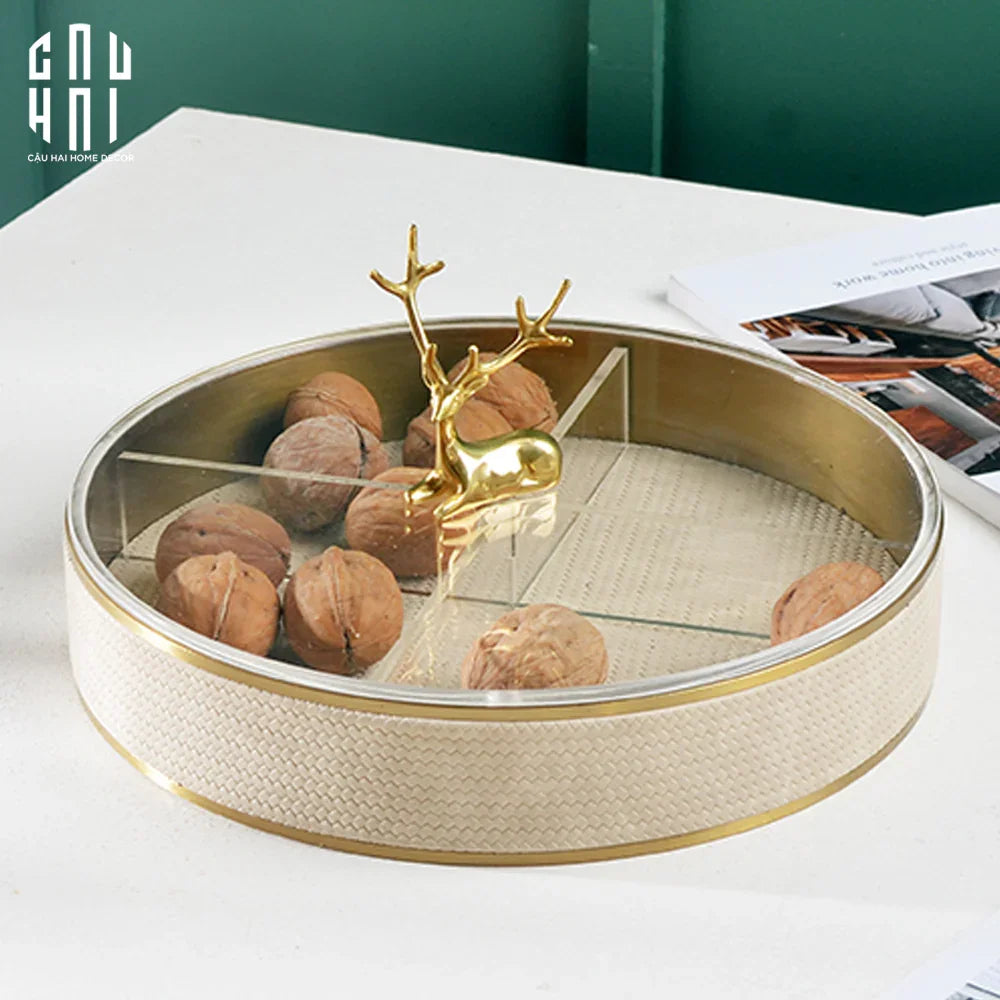 HỘP BÁNH MỨT LEATHER - BEIGE LAYING ALLEY-CẬU HAI HOME DECOR