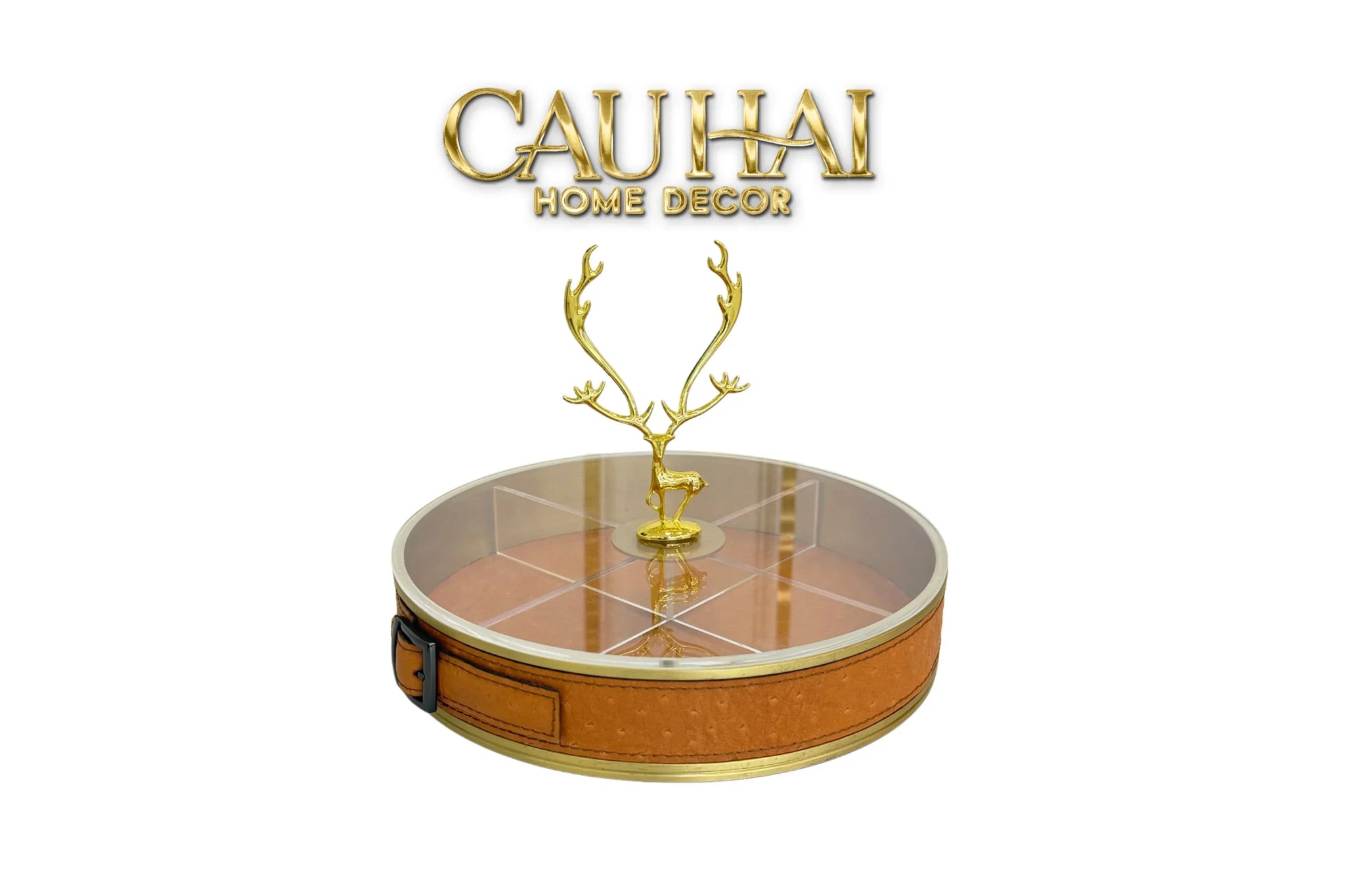 Hộp Bánh Mứt Lux Leather Brasson Orange Belt-CẬU HAI HOME DECOR