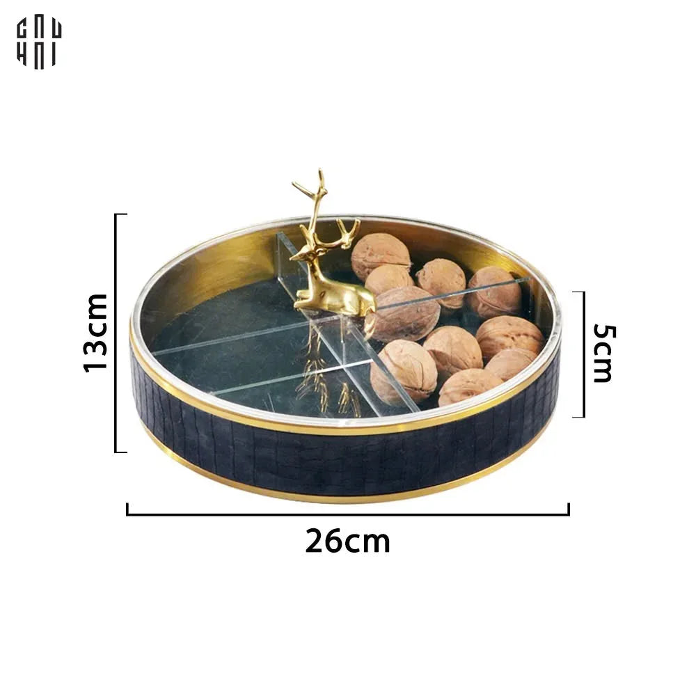 Hộp Bánh Mứt Lux Leather - Savoir Faire Antler Portrait-CẬU HAI HOME DECOR