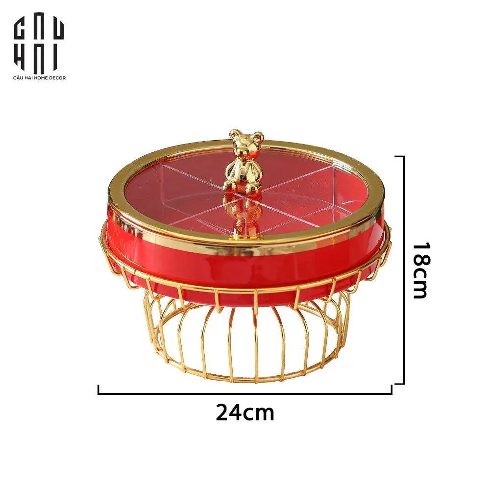 Hộp Bánh Mứt Sứ Tráng Men Rouge Golden Elk-CẬU HAI HOME DECOR