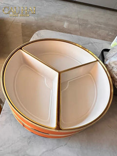 Hộp Bánh Mứt Thiên Nga 2 Tầng Jewelry Swan Solitaire Vermilion Patina 26x21-CẬU HAI HOME DECOR
