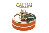 Hộp Bánh Mứt Thiên Nga 2 Tầng Jewelry Swan Solitaire Vermilion Patina 26x21-CẬU HAI HOME DECOR