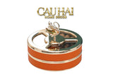 Hộp Bánh Mứt Thiên Nga 2 Tầng Jewelry Swan Solitaire Vermilion Patina 26x21-Lọ kẹo Canister Bonbonnière-CẬU HAI HOME DECOR-CẬU HAI HOME DECOR