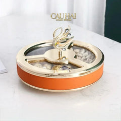 Hộp Bánh Mứt Thiên Nga Jewelry Swan Solitaire Vermilion Patina 26x17-CẬU HAI HOME DECOR