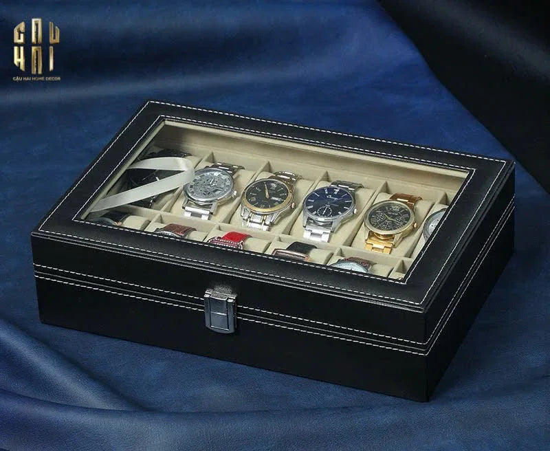 HỘP ĐỒNG HỒ DA 12 L'HEURE - 12 SLOTS - CẬU HAI HOME DECOR