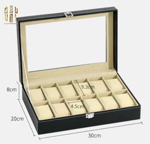 HỘP ĐỒNG HỒ DA 12 L'HEURE - 12 SLOTS - CẬU HAI HOME DECOR