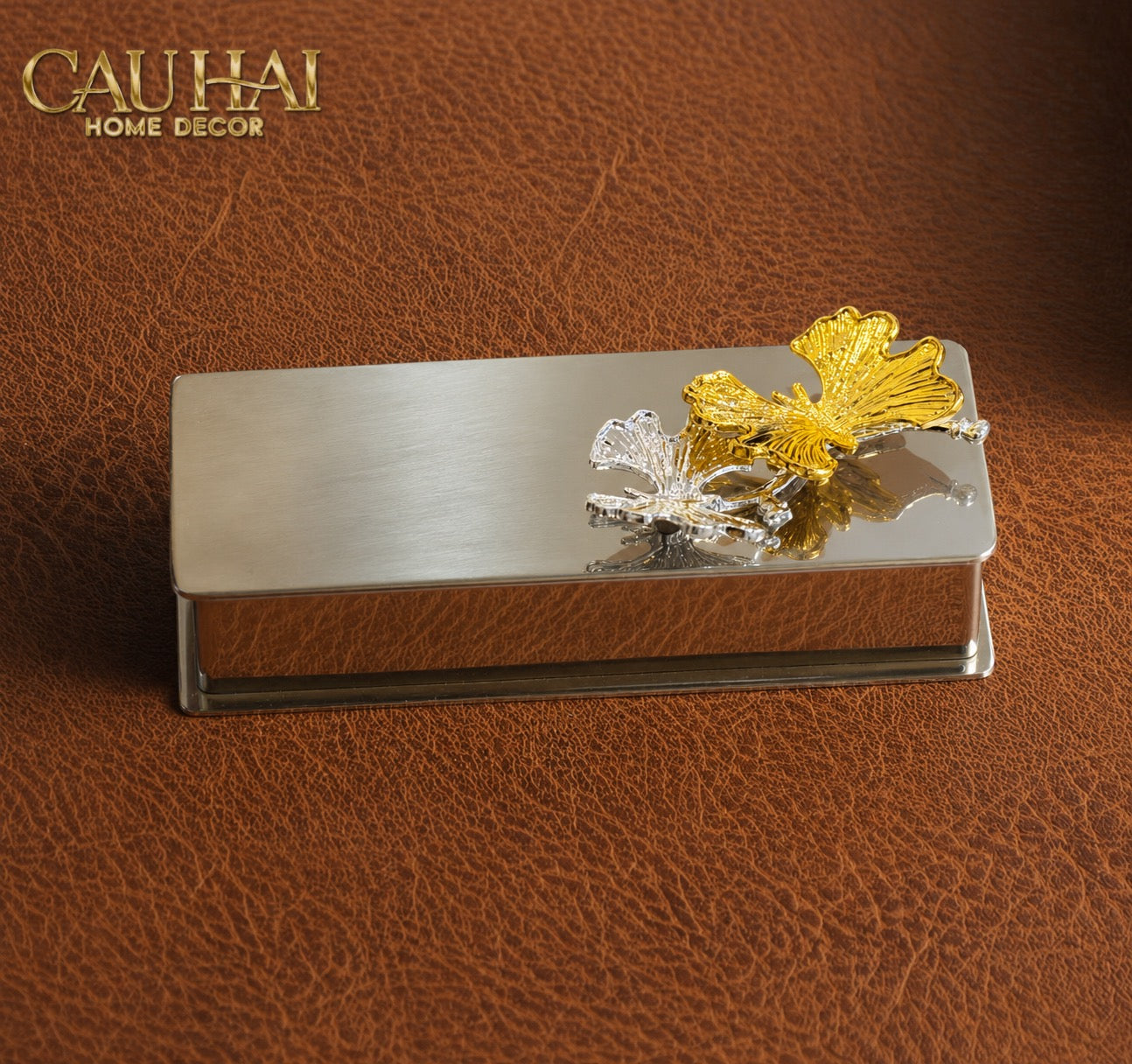 Hộp Đựng Tăm Chrome Papillon Goldleaf-CẬU HAI HOME DECOR