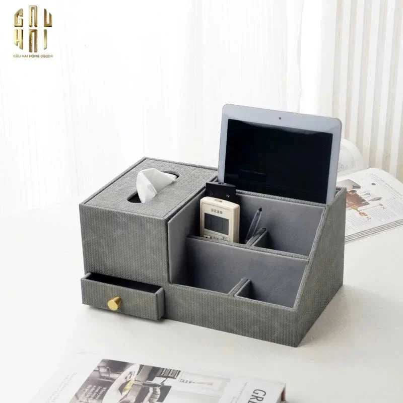 Hộp Giấy Nhung Đa Năng Gris Perle Authentique Ss25 - CẬU HAI HOME DECOR