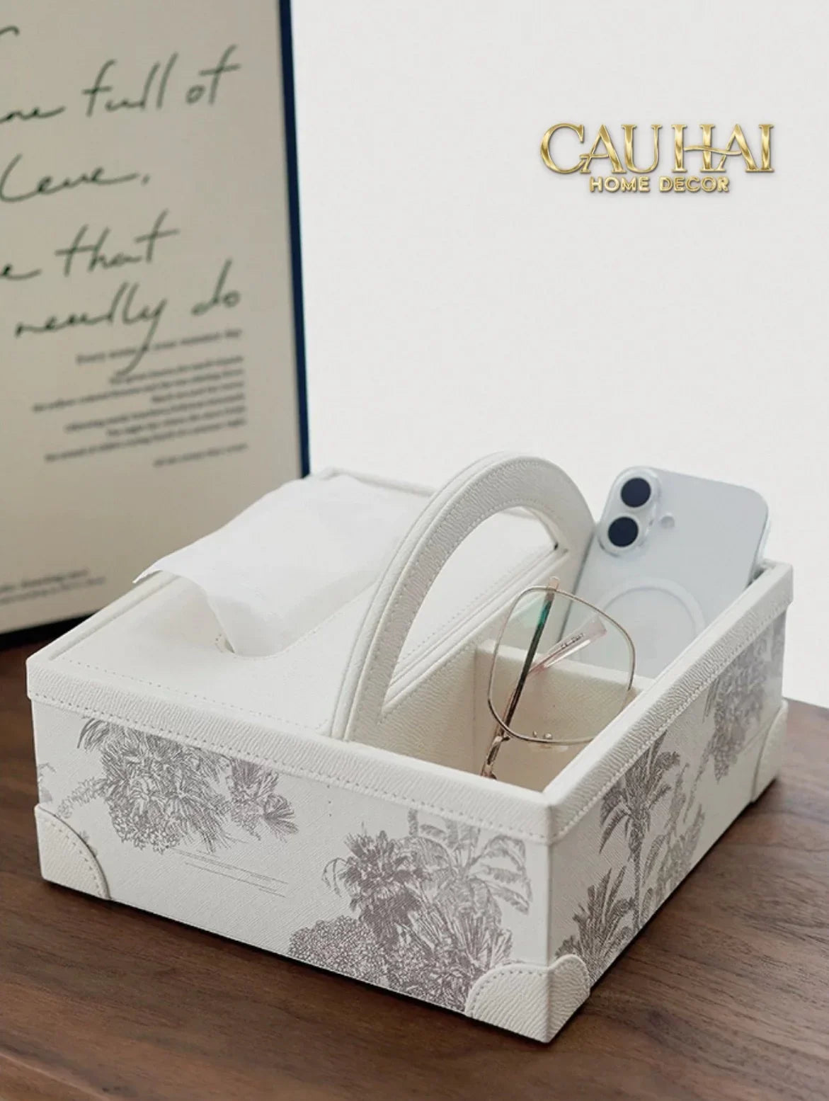 Hộp Khăn Giấy 3 Ngăn Handy Opaline Flora Tonkin-CẬU HAI HOME DECOR