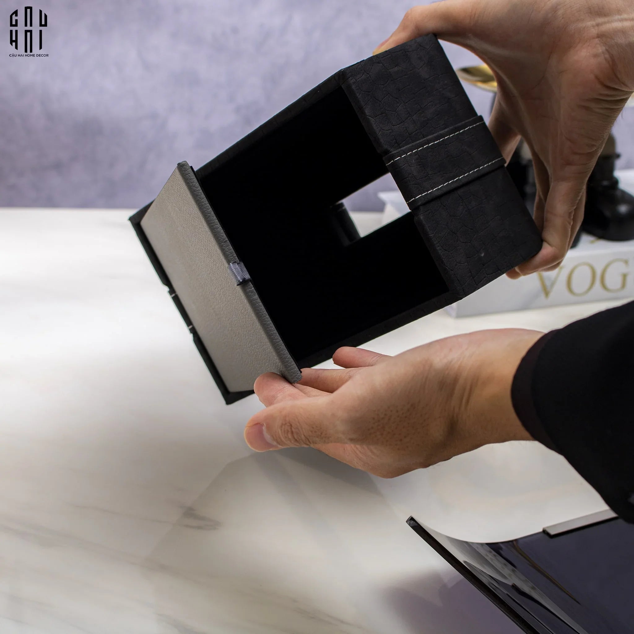 Home Couture - Hộp Khăn Giấy Bamboo - Savoir / Ivory-CẬU HAI HOME DECOR