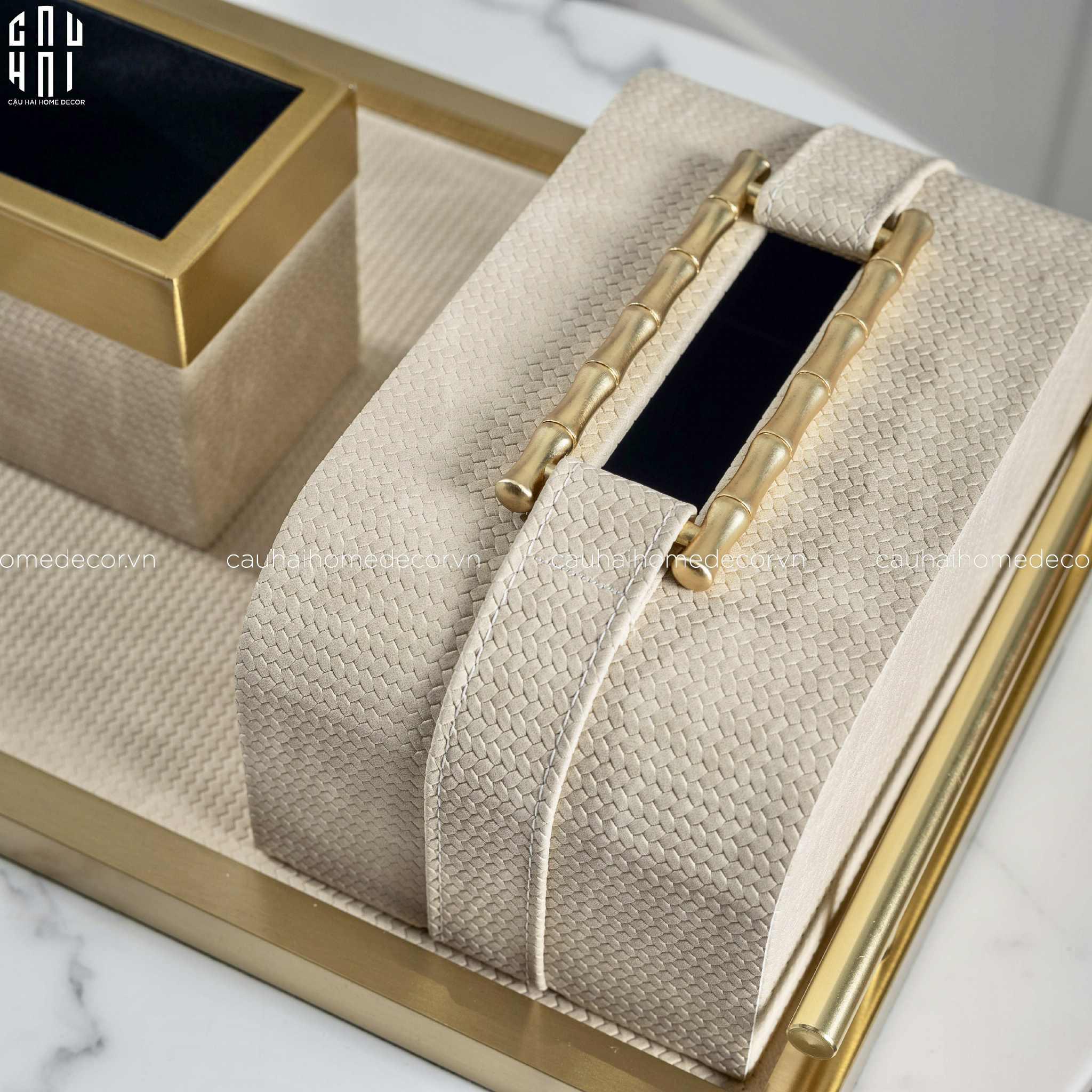 Home Couture - Hộp Khăn Giấy Bamboo - Savoir / Ivory-CẬU HAI HOME DECOR