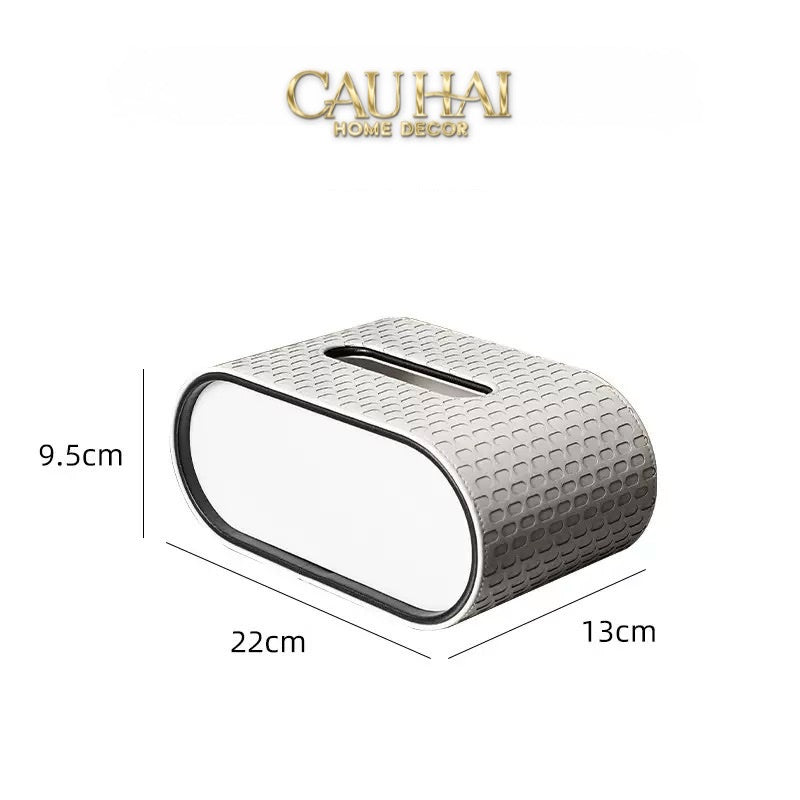 Hộp Khăn Giấy Blanc Leather Orbit Opaline Medusa Édition 13x22-CẬU HAI HOME DECOR