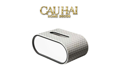 Hộp Khăn Giấy Blanc Leather Orbit Opaline Medusa Édition 13x22-CẬU HAI HOME DECOR