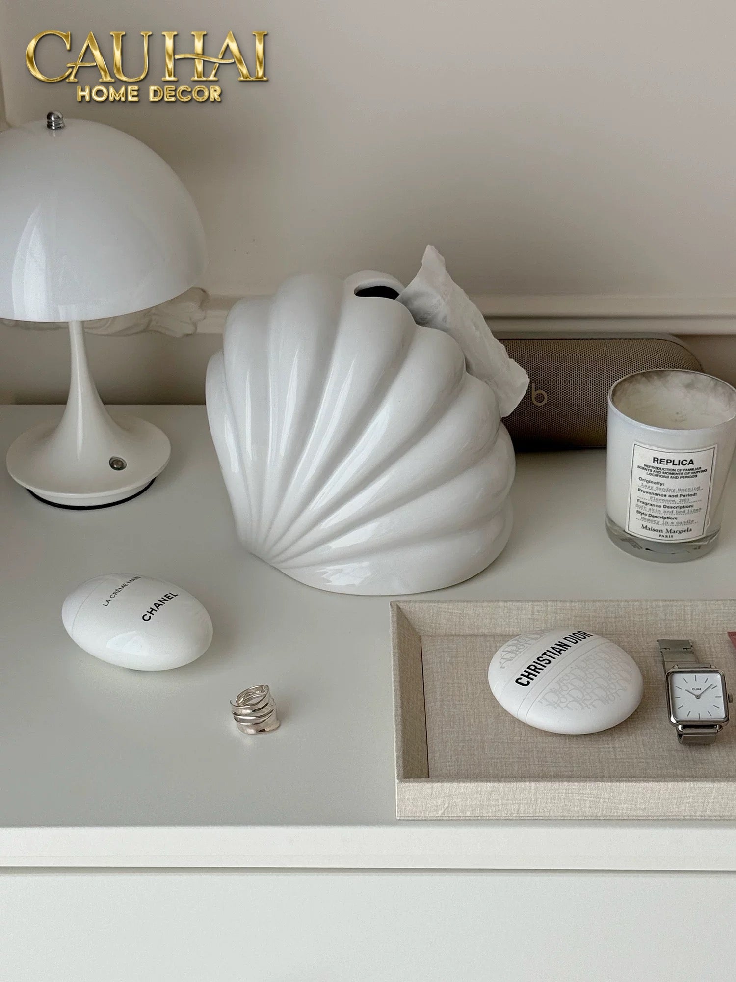 Hộp Khăn Giấy Ceramic Snow Nordic Shell Box - CẬU HAI HOME DECOR