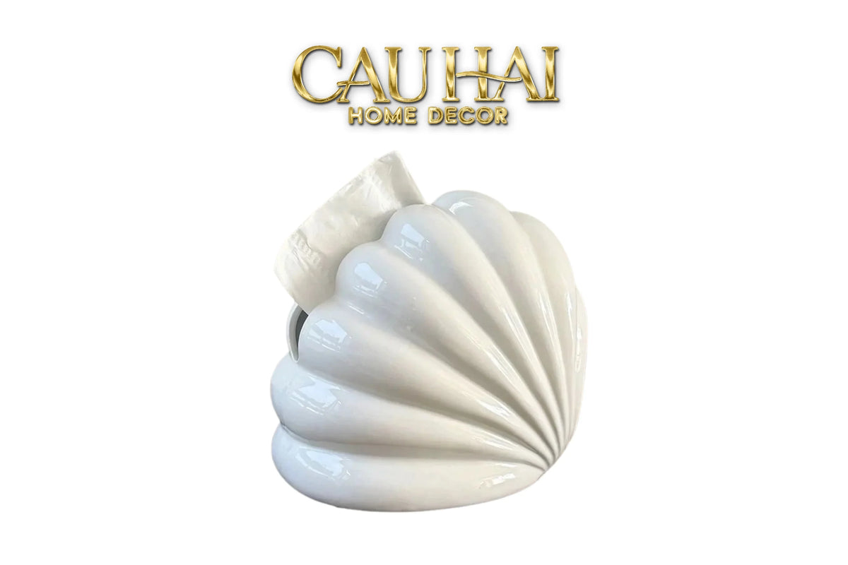 Hộp Khăn Giấy Ceramic Snow Nordic Shell Box-HỘP KHĂN GIẤY-Đối tác tại Trung Quốc theo từng đơn đặt hàng-CẬU HAI HOME DECOR
