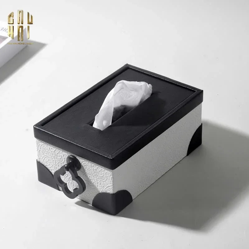 Hộp Khăn Giấy Da Black Ivory Lace - Noir Fw25 - CẬU HAI HOME DECOR