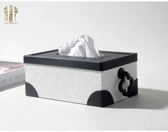 Hộp Khăn Giấy Da Black Ivory Lace - Noir Fw25-CẬU HAI HOME DECOR