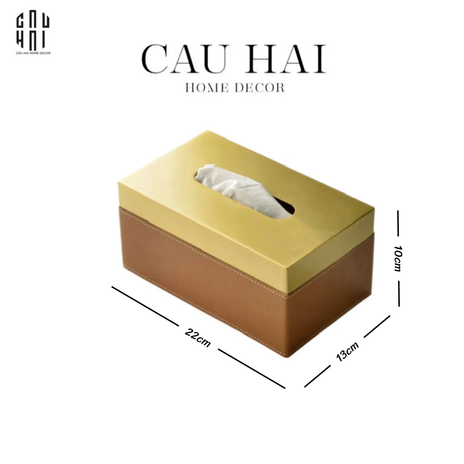 Hộp Khăn Giấy Da Cao Cấp Cognac - CẬU HAI HOME DECOR
