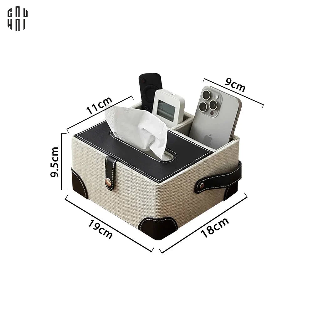 Hộp Khăn Giấy Da Handy Black Evelyn-CẬU HAI HOME DECOR