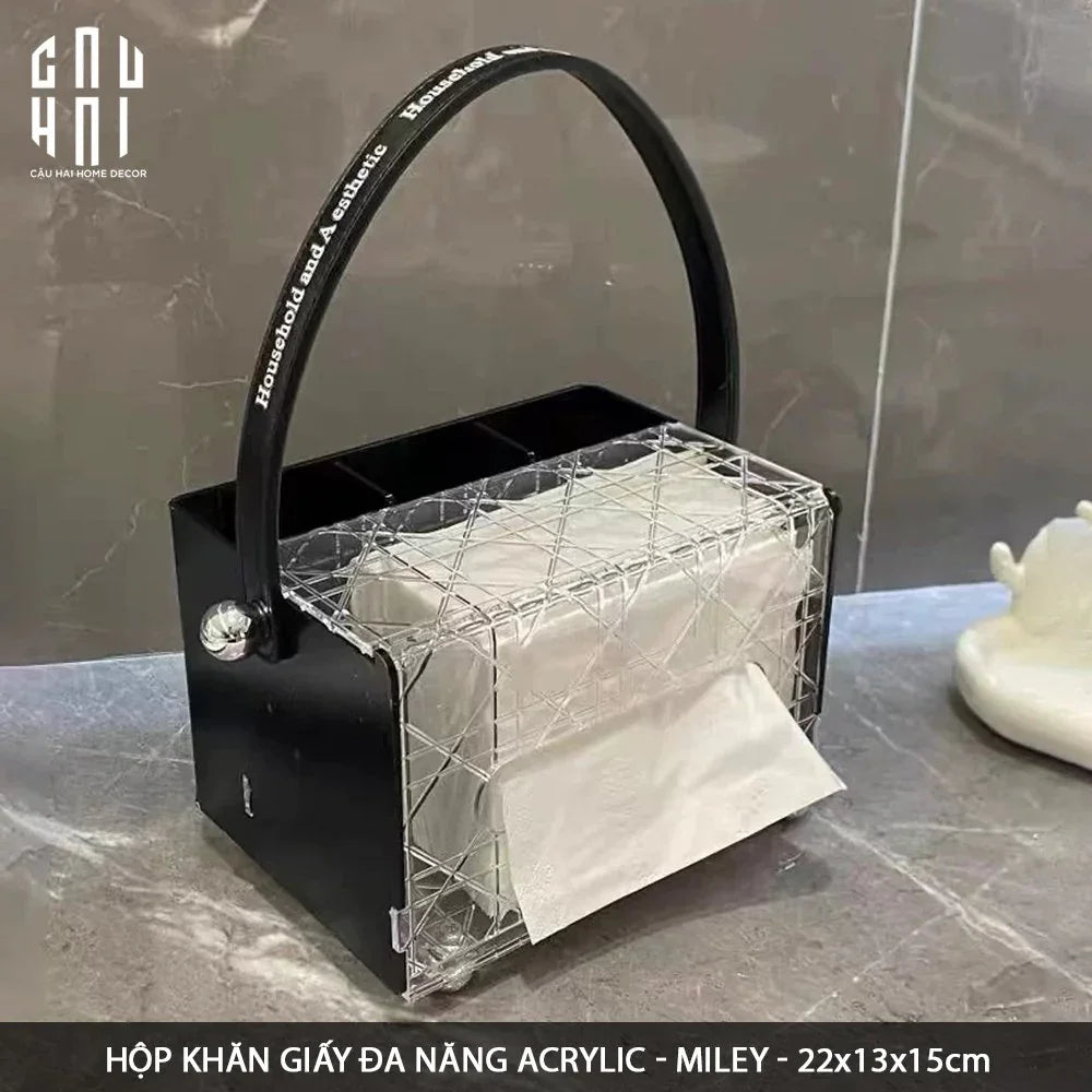 Hộp Khăn Giấy Đa Năng Acrylic - Miley - CẬU HAI HOME DECOR
