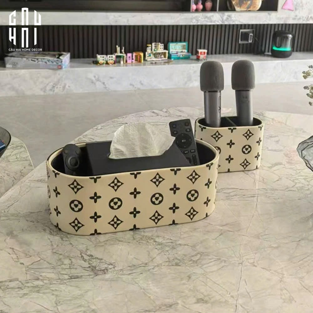 Hộp Khăn Giấy Da Peau D'Ivoire Fleurissant Monogram Up-HỘP KHĂN GIẤY-CẬU HAI HOME DECOR-CẬU HAI HOME DECOR