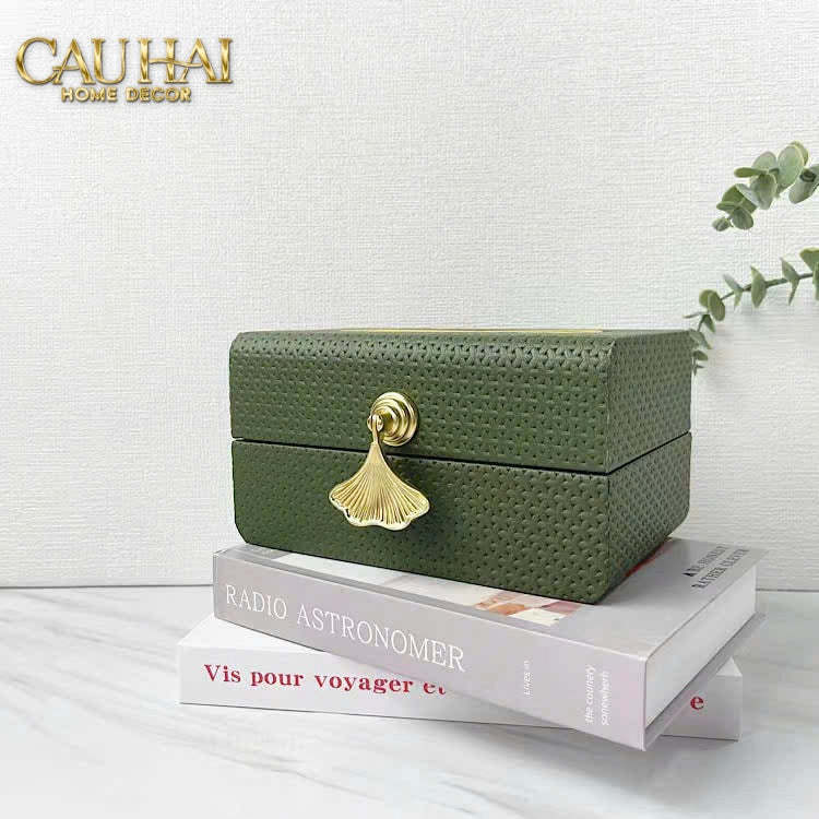 Hộp Khăn Giấy Da Ralph Lusso - Olive Vert Ginkgo - CẬU HAI HOME DECOR