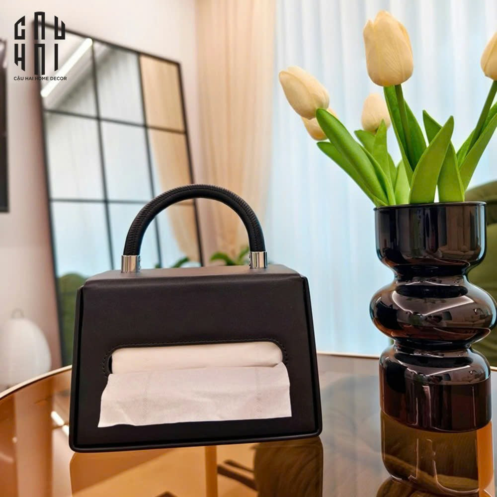 Hộp Khăn Giấy Da Savoir "La Damme Iconique" Lady Bag-CẬU HAI HOME DECOR