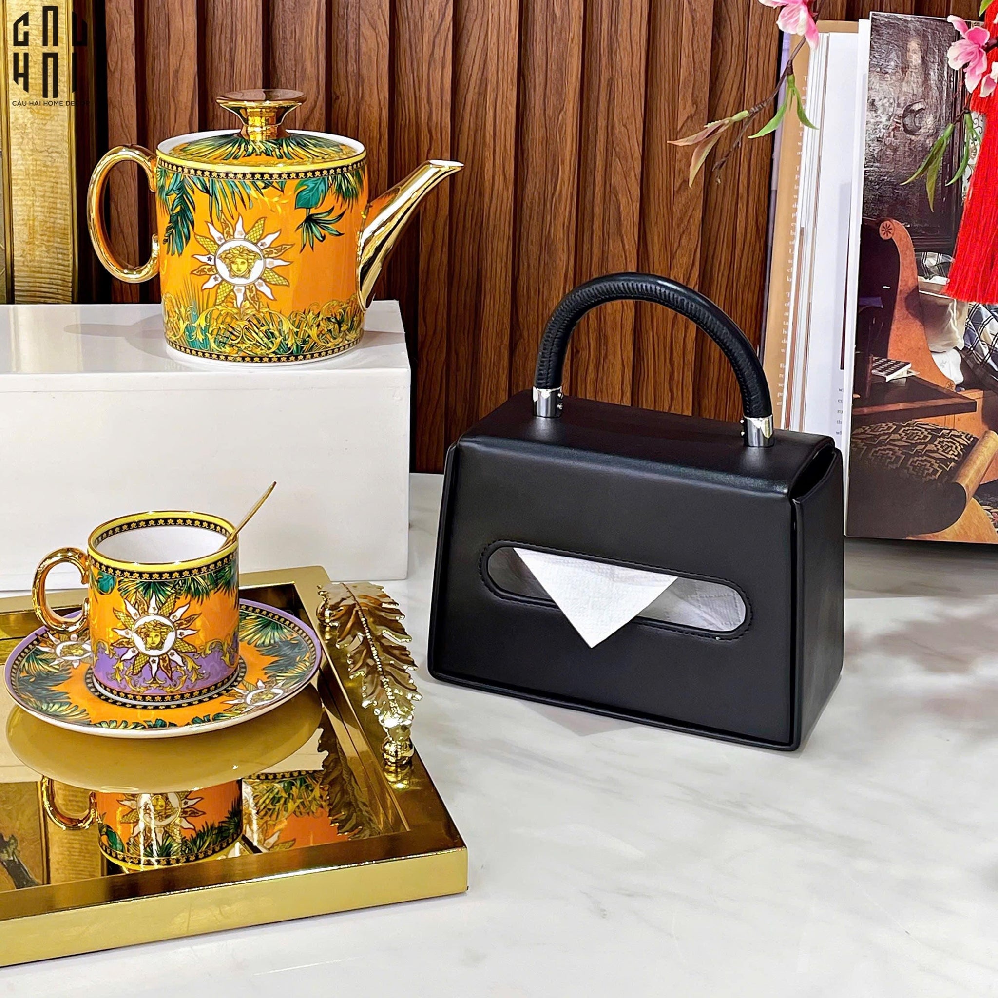 Hộp Khăn Giấy Da Savoir "La Damme Iconique" Lady Bag-CẬU HAI HOME DECOR