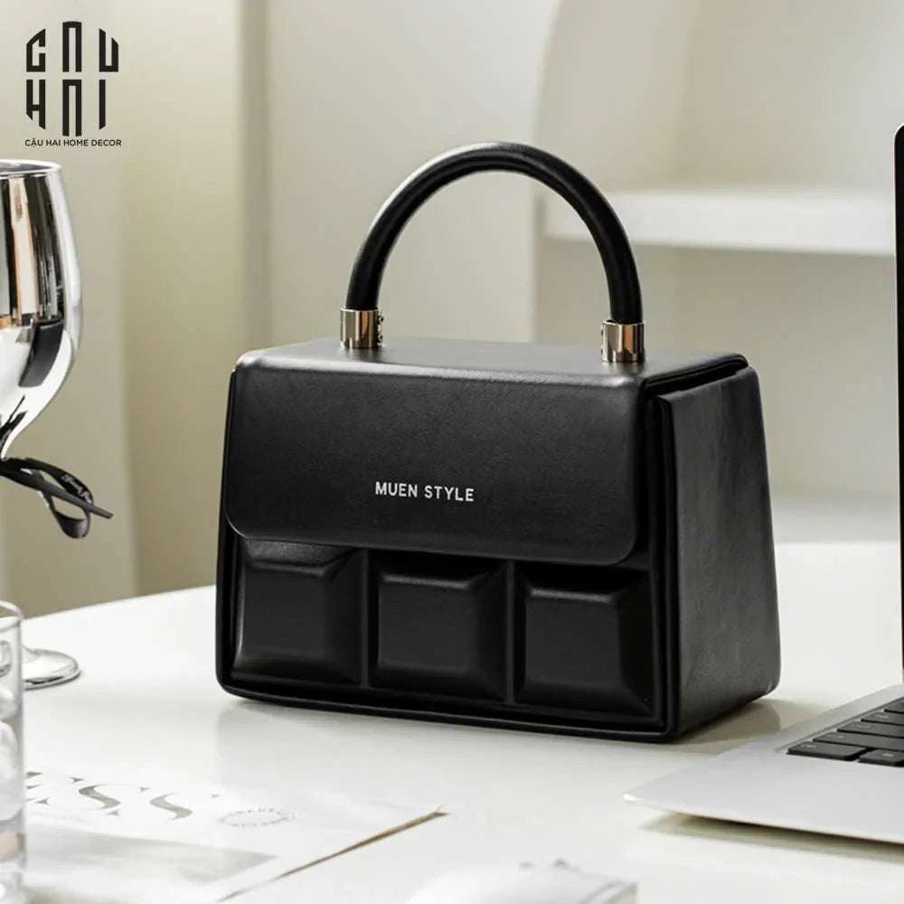 Hộp Khăn Giấy Da Savoir "La Damme Iconique" Lady Bag-CẬU HAI HOME DECOR