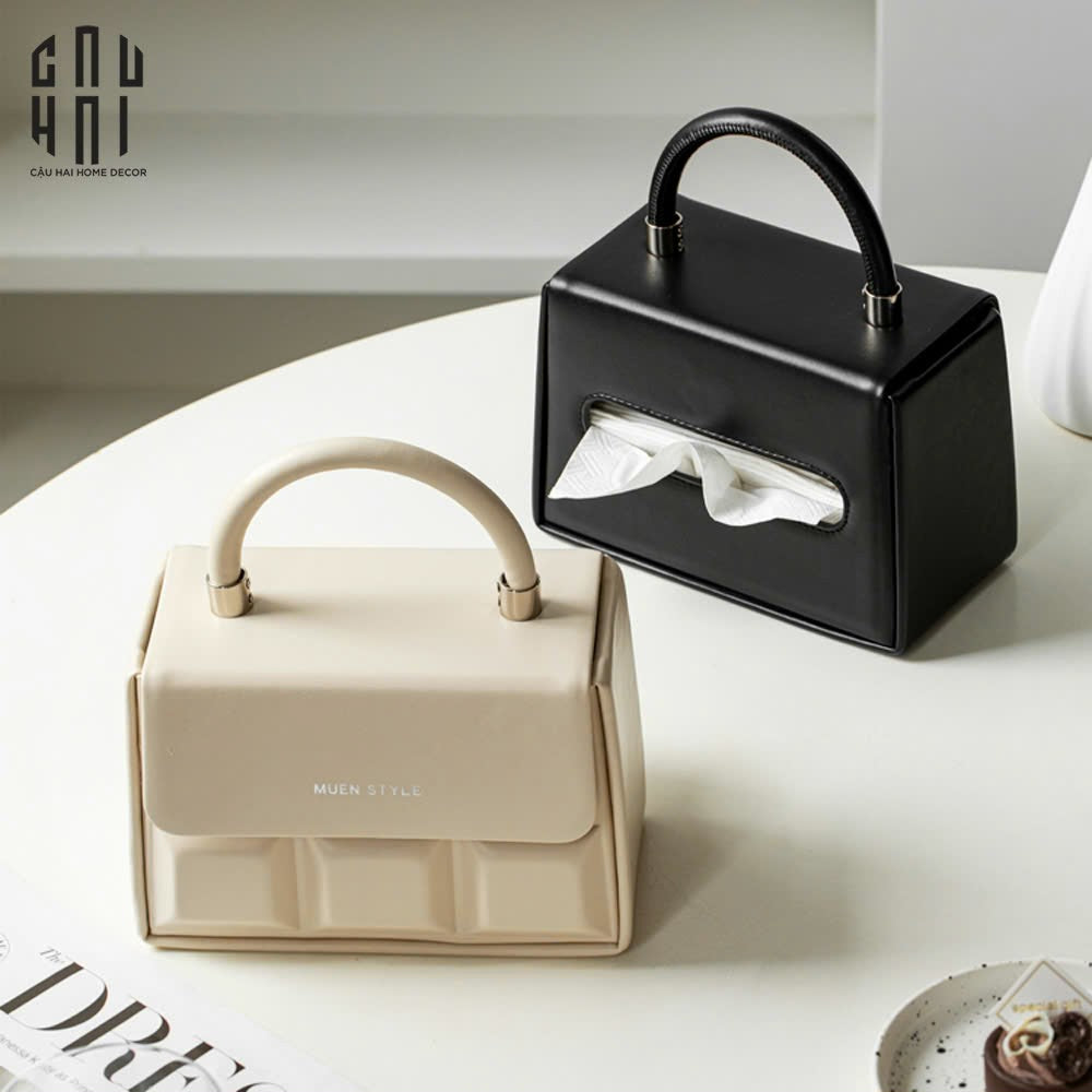 Hộp Khăn Giấy Da Savoir "La Damme Iconique" Lady Bag-CẬU HAI HOME DECOR