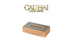 Hộp Khăn Giấy Gỗ Bọc Da Ethan Signature Atélier Luxe Leather - Le Gris Étain 13x25-CẬU HAI HOME DECOR