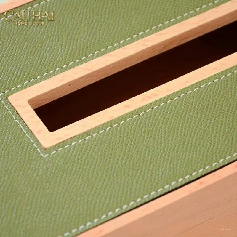Hộp Khăn Giấy Gỗ Bọc Da Ethan Signature Atélier Luxe Leather - Sienna Orange 13x25-HỘP KHĂN GIẤY-CẬU HAI HOME DECOR-CẬU HAI HOME DECOR