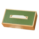 Hộp Khăn Giấy Gỗ Bọc Da Ethan Signature Atélier Luxe Leather - Vert Olive 13x25-HỘP KHĂN GIẤY-CẬU HAI HOME DECOR-CẬU HAI HOME DECOR