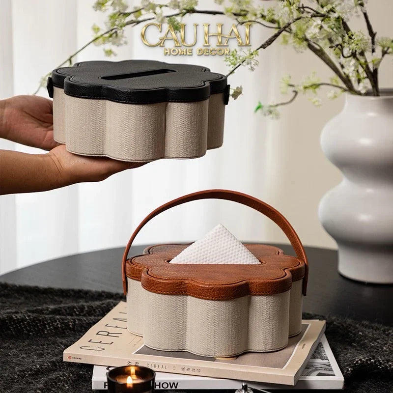 Hộp Khăn Giấy Handy Lux Leather Hazel Bloom-CẬU HAI HOME DECOR