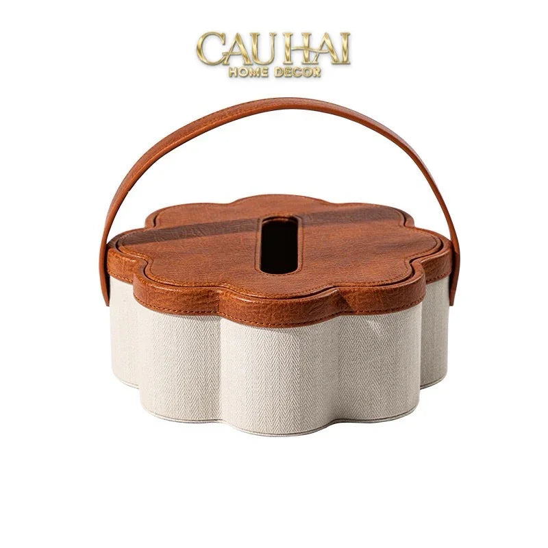 Hộp Khăn Giấy Handy Lux Leather Hazel Bloom-CẬU HAI HOME DECOR