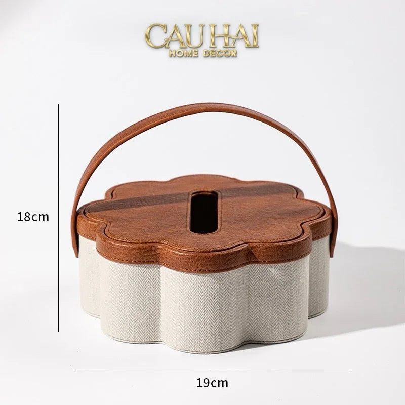 Hộp Khăn Giấy Handy Lux Leather Hazel Bloom-CẬU HAI HOME DECOR