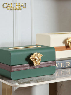 Hộp Khăn Giấy Lux Veridant Leather - Medusa Spéciale Édition-CẬU HAI HOME DECOR