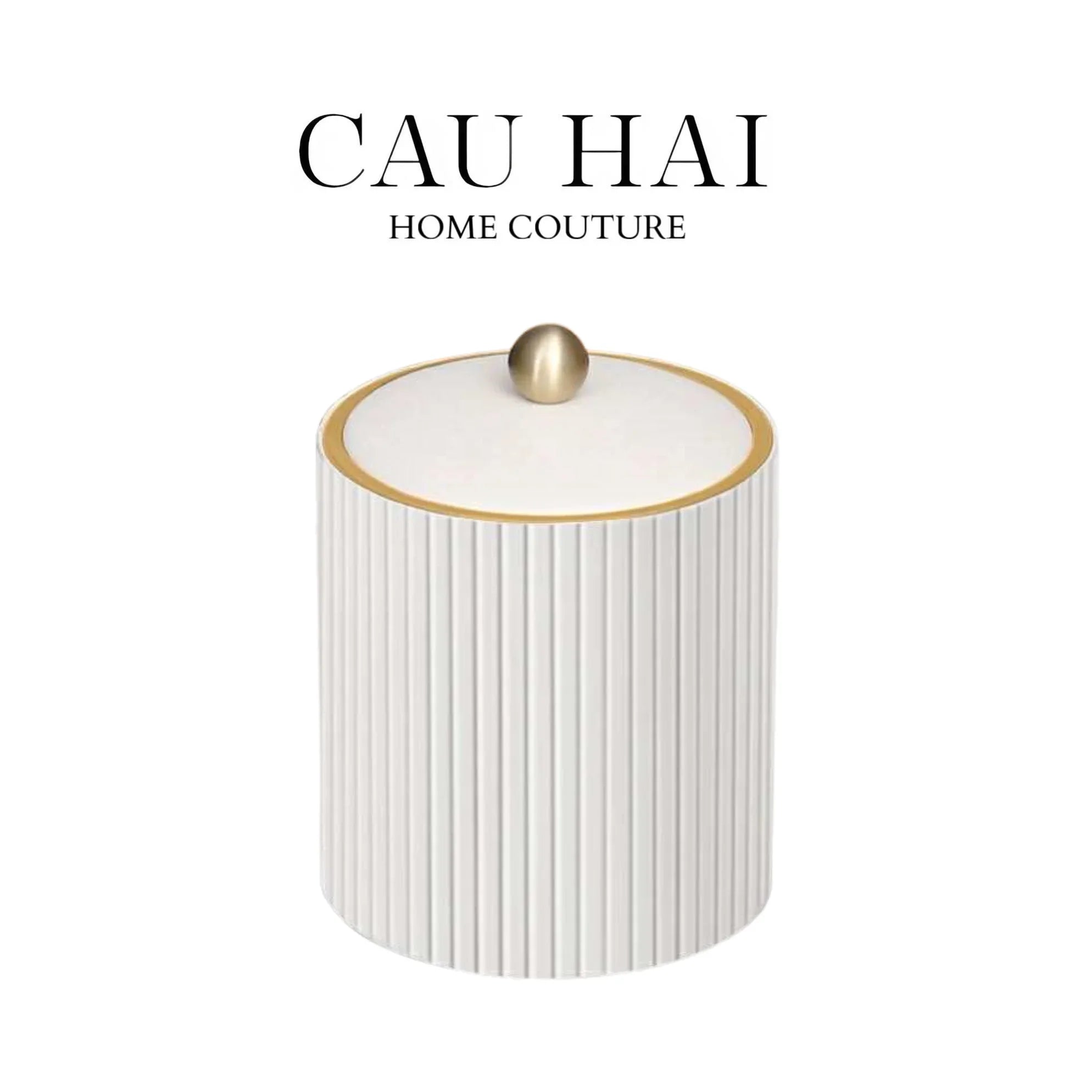 Hộp Kim Loại Bọc Da Luxe Leather - Vermouth-CẬU HAI HOME DECOR